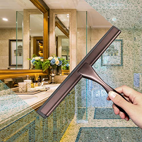 Hiware All-Purpose Shower Squeegee for Shower Doors, Bathroom, Window and Car Glass - Bronze, Stainless Steel, 12 Inches - color: Bronze, size: 12-Inch