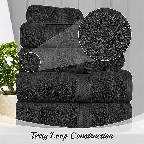 BLUENILEMILLS BNM Madeline Egyptian Cotton Heavyweight Towels, Ideal for Shower, Spa, 800 GSM Bath Towels, Highly-Absorbent, Luxury Bathroom Essentials, Ultra-Soft Plush, Bath Towel Set of 4, Black - color: Black, size: Bath Towel 4-Pack