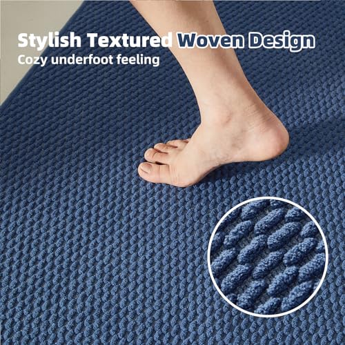 TYUU Bathroom Rugs Non Slip Washable, Super Absorbent Thin Bath Mat Quick Dry Low Pile Bathroom Rug, Navy Blue 24"x36" - color: Navy Blue, size: 2' X 3' (Rectangular)