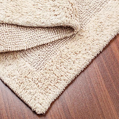 Savi Home Bath Mat Rug 17x24 Linen, 100% Pure Cotton Linen, Super Soft Bath Rug, Plush & Absorbent, Hand Tufted Heavy Weight Construction, Full Reversible Step Out Rugs - color: Linen, size: 1'5" x 2' (Rectangular)