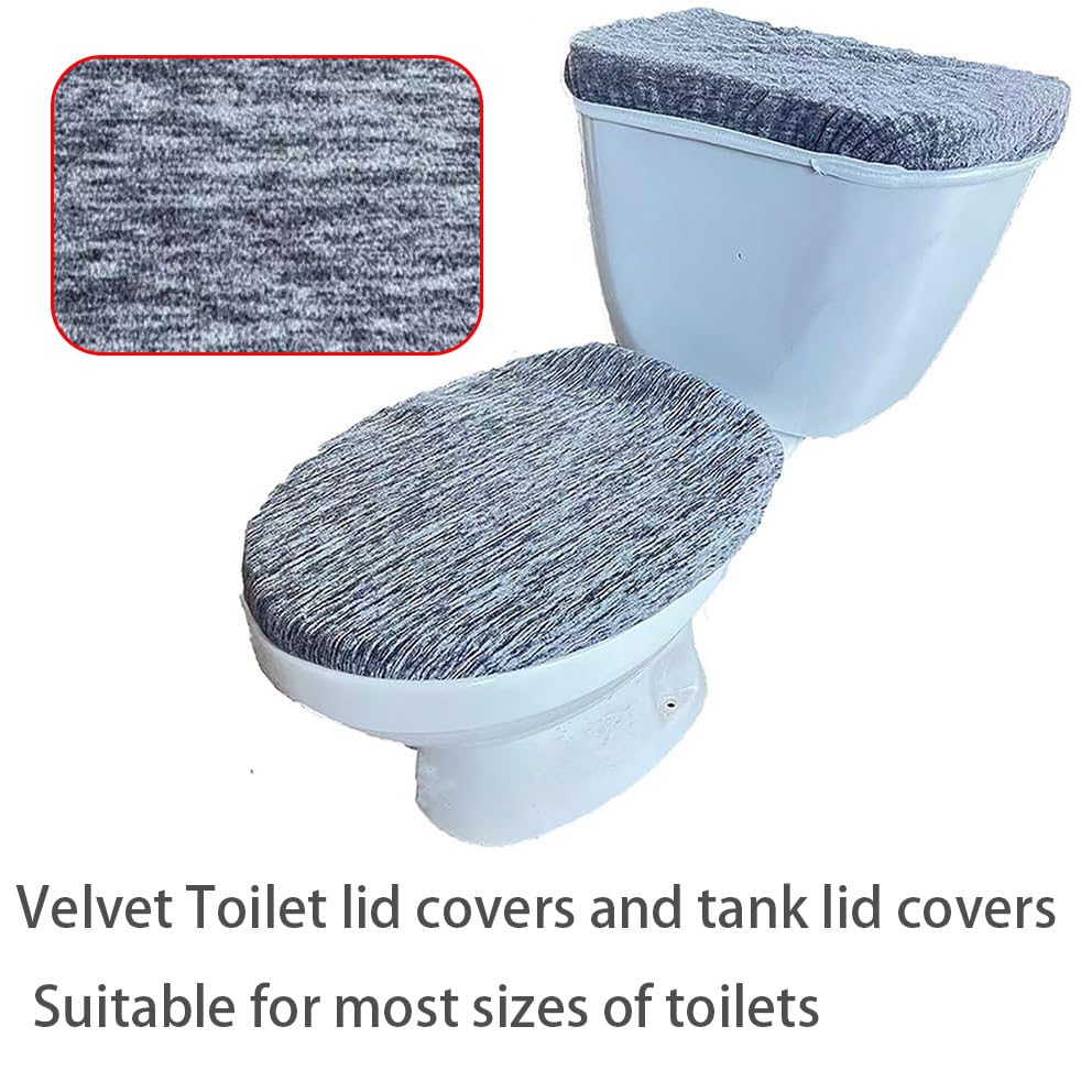 Madeals Memory Foam Bathroom Toilet Rug Set 4 Piece with Toilet Lid Cover and Tank Covers Grey Bath Rug Gradient - color: Gradient