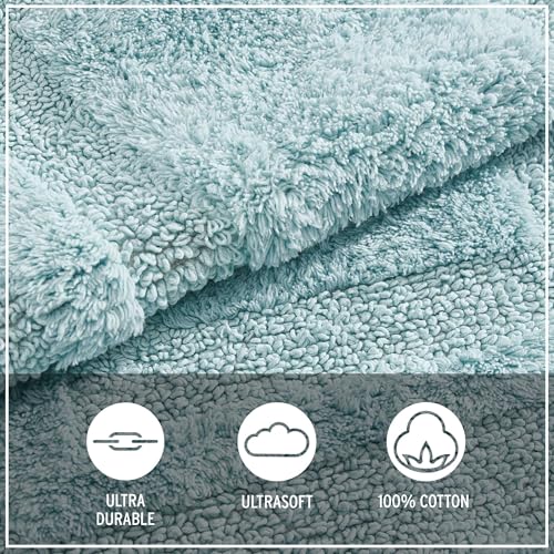 Eddie Bauer - Bathroom Rug, 100% Soft Plush Tufted Cotton Bath Rug, Highly Absorbent, Quick-Dry, and Skid-Resistant Backing (Logan Turquoise, 24" x 40") - color: Turquoise, style: 24" x 40"