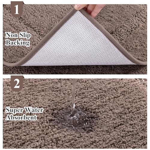 SHACOS Coffee Brown Bathroom Rugs Sets 3 Piece Bath Mat U Shaped Toilet Rug | 20x47+ 20x32+ 20x24, Soft Fluffy Microfiber Bath Rugs Set, Non Slip Washable Absorbent Bathroom Runner Floor Mats Shower Rug - color: Coffee, size: 20"x32"+ 20"x47"+U Shape 20"x