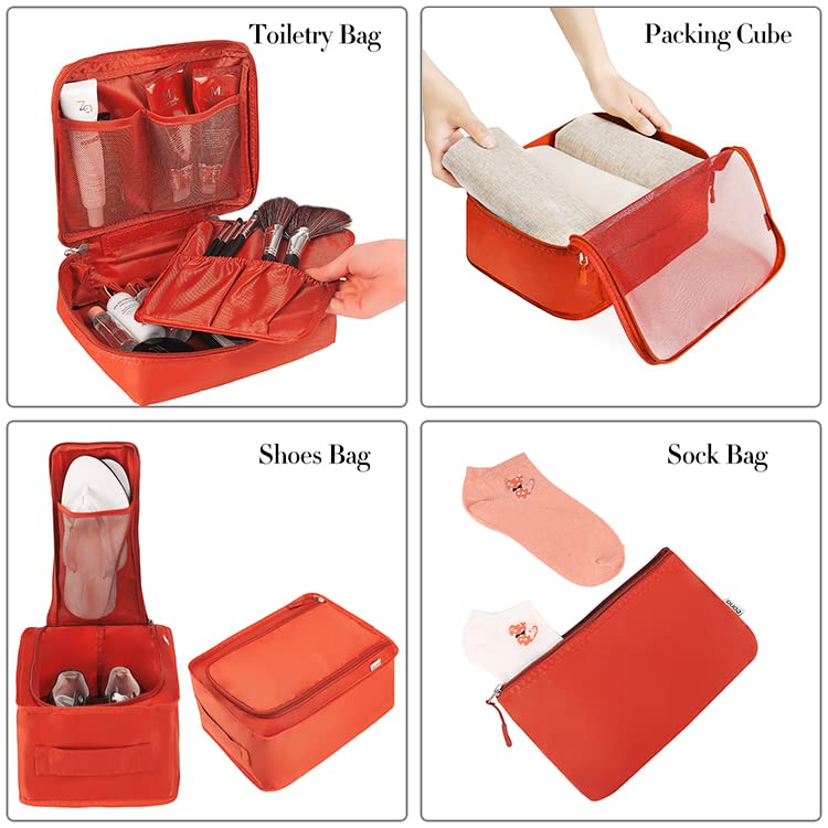 BAGAIL 8 Set Packing Cubes Luggage Packing Organizers for Travel Accessories-Orange - color: Orange, size: 8 Set