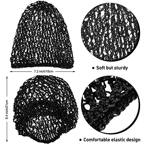 Geyoga 6 Pieces Hair Net Snoods for Women Sleeping Mesh Soft Rayon Knit Crochet Hairnet Long Short Curls Hair Cover Accessory (Black, Gray) - color: Black, Gray
