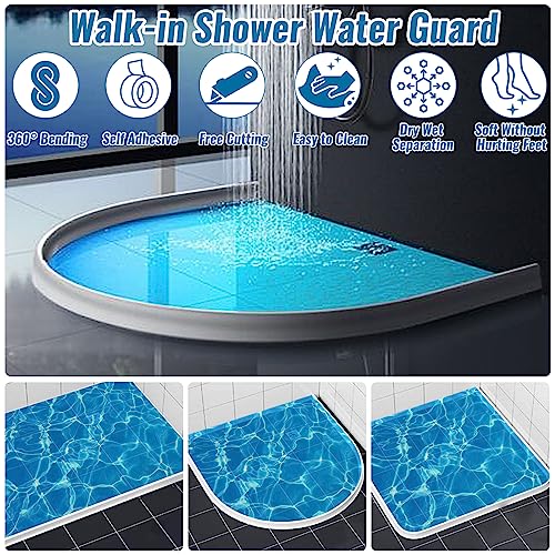 3" High Shower Threshold Water Dam 39" Long Collapsible Shower Water Splash Guard Self-adhesive Shower Barrier Bath Water Stopper To Keep Dry and Wet Separation Bathroom Kitchen (3.3Ft) - style: 3.3 ft