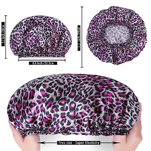 4 PCS Shower Caps for Women, Elastic and Reusable Bath Caps, Double Waterproof Layers Shower Cap, Bathing Shower Caps, Environmental Protection Hair Bath Hat - Printed Color - color: Printed Color 4 PCS/Set
