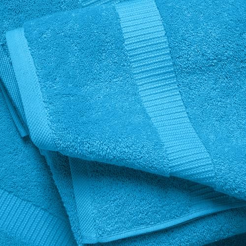 SALBAKOS 100% Turkish Cotton Washcloth Set of 12, 13x13 inch | Premium Quality | Hotel & Spa Collection | Ultra Soft, Super Absorbent, Wash Cloth Towels | Made in Turkey (Aqua, 12 Washcloths) - color: Aqua, size: 12 Washcloths