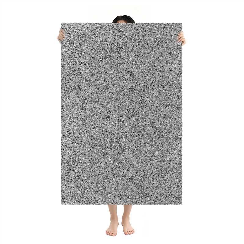 Shower Mat Non Slip: 59 x 35.4 Inch Extra Large Shower Mats for Inside Shower with Drain Hole - Soft PVC Loofah Anti Slip Shower Stall Mat for Walk-in Shower and Bathroom, Quick Drying - color: Grey, size: 59" x 35.4" (Rectangular)