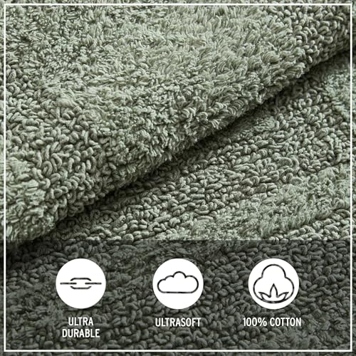 Eddie Bauer - Bathroom Rug, 100% Soft Plush Tufted Cotton Runner Rug, Highly Absorbent, Quick-Dry, and Skid-Resistant Backing (Logan Olive Green, 22" x 60") - color: Olive Green, style: 22" x 60"