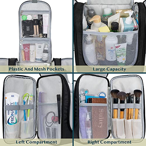 PAVILIA Extra Large Toiletry Bag Travel Bag for Women Men, Hanging Cosmetic Organizer, Water Resistant Makeup Bag for Accessories Toiletries, Travel Essentials Kit (Black) - color: Black, size: Extra Large (12x6x12.5)
