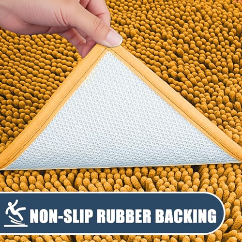 Bathroom Rugs Sets 3 Piece with Adjustable Toilet Seat Cover 19.5"x 18.5" Machine Washable Bath Rug Set with TPR Non Slip Rubber Backing Solid Bath Mat Set for Luxury Bathroom Decoration - color: Yellow