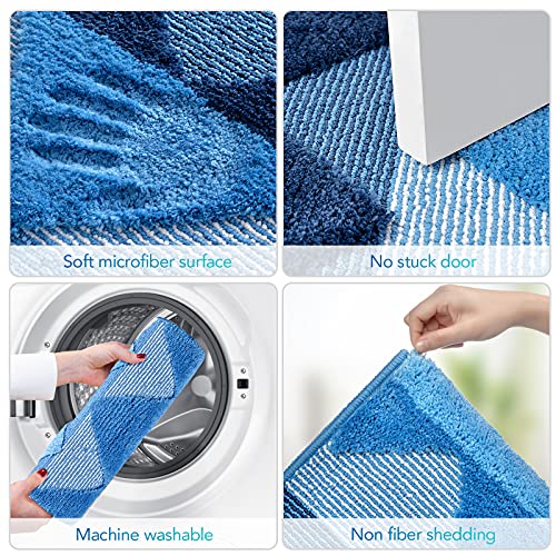 Tindbea Bathroom Rugs and Mats Sets 2 Pieces, Non-Slip Soft and Absorbent Microfiber Bath Rug Mat and Runner for Bathroom, Quick Dry Machine Washable (20" x 47" Plus 20" x 32", Blue) - color: Blue