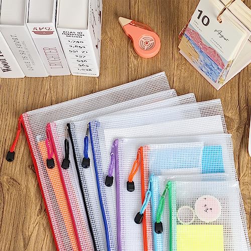 EOOUT 30pcs Mesh Zipper Pouch Bags, 8 Sizes Plastic Bags, 8 Colors Waterproof Zipper Pouches for Organization, Multipurpose for Travel, Office Appliances and Home Organization - style: Multicolor-30pcs