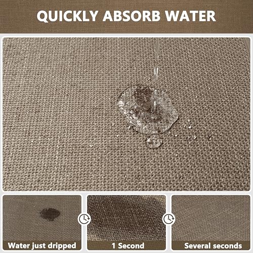 Non Slip Bath Mat with Rubber-Backing Thin Bathroom Rugs Fit Under Door Machine Washable Quick Dry Camel Small Toilet Rug, 17" x 24" - color: Dark Beige, size: Small(17"x24")