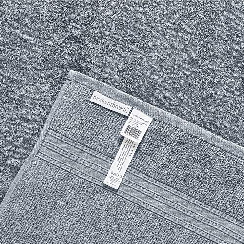 Modern Threads 6 Piece Reversible Yarn Dyed Jacquard Towel Set Artesia Damask Sterling Blue - color: Sterling Blue