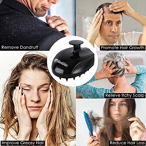 Sosoon Scalp Massager Shampoo Brush, Hair Scalp Scrubber Shower Hair Brush Head Massager for Stress Relax Hair Growth, Dandruff Brush Scalp Exfoliator for Women Men Kids Pets, Black - color: Black