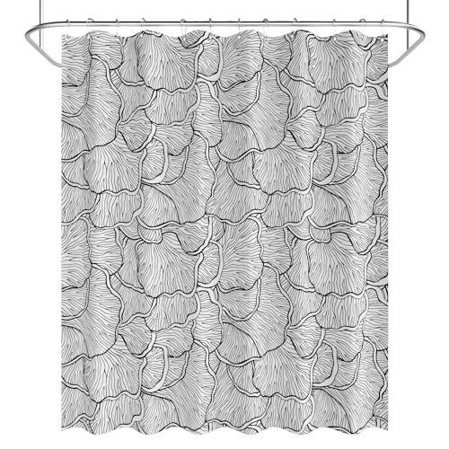 AmazerBath Black and White Shower Curtain, Bathroom Shower Curtain with 12 Shower Curtain Hooks, Rustic Fabric Black and White Shower Curtain Set, 72x72 Inches - color: B- Black and White Patterns+12 Metal Hooks, size: 72"W x 72"L (Pack of 1)