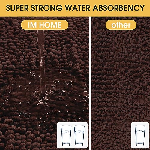 ACCUMTEK Upgrade Luxury Brown Bathroom Rug Mat 36"x24", Ultra Soft Thick Absorbent Bath Mats, Non Slip Chenille Toilet Mat for Bathroom, Bedroom, Kitchen, Shower, Tub - color: Brown, size: 36"x24"