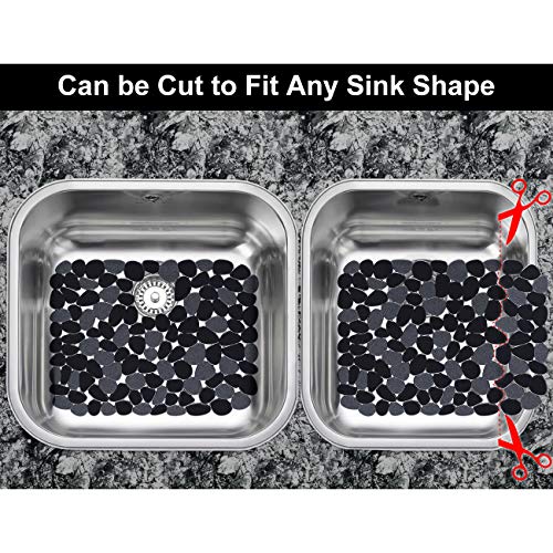 Bligli Pebble Sink Mat for Stainless Steel/Ceramic Sinks, 2 Pack PVC Sink Protectors Mats for Bottom of Kitchen Sink, Dish Drying Mat for Dishes and Glassware, 15.7 x 11.8 inch, Black - color: Black