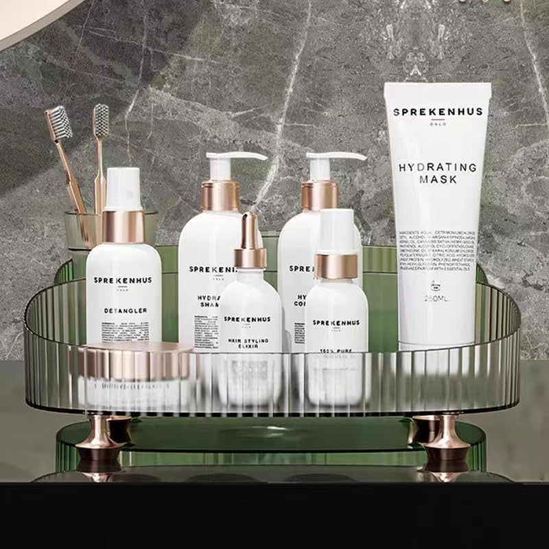 Makeup Perfume Organizer, Vanity Tray, Cosmetic Skincare Tray, Countertop Organizer for Bathroom, Clear - color: Clear