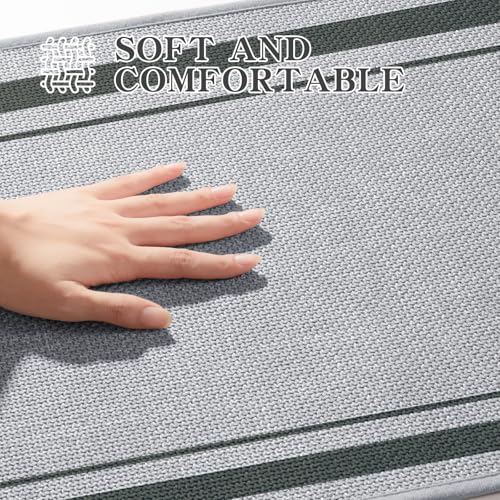 chakme 2 Piece Bathroom Rug Set, Ultra Thin Bath Mat, Quick Dry, Absorbent, Non Slip, Machine Washable, Light Grey, 17"x24"+17"x32" - color: Light Grey, size: 2-Piece (17" x 24" + 17" x 32")