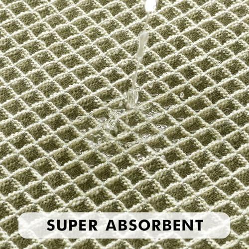 MIULEE Set of 2 Waffle Bathroom Rugs, Boho Bath Rugs Non Slip Washable, Super Absorbent Bath Mats, Ultra Soft Rubber Backed Shower Mats for Bathroom Floor, Tub, Sage Green, 17"x24"+18"x30" - color: Sage Green, size: 17''x24'' + 18''x30''