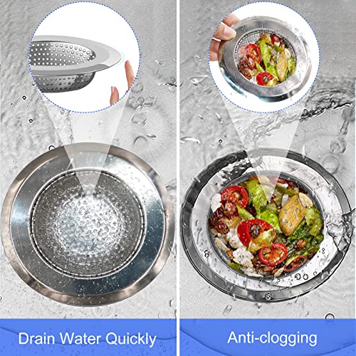 V-TOP Kitchen Drain Strainer Stopper 4 Pack, Universal 6 Inch Silicone Plug Anti-Clogging Stopper Cover, 4.5 Inch Stainless Steel Basket Strainer Food and Hair Catcher - color: 6" Blue & Green