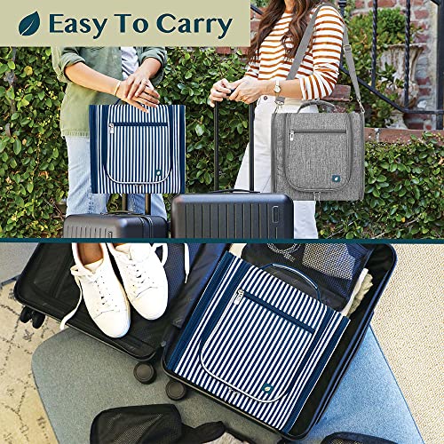 PAVILIA Extra Large Toiletry Bag Travel Bag for Women Men, Hanging Cosmetic Organizer, Water Resistant Makeup Bag for Accessories Toiletries, Travel Essentials Kit (Stripe Navy) - color: Stripe Navy, size: Extra Large (12x6x12.5)