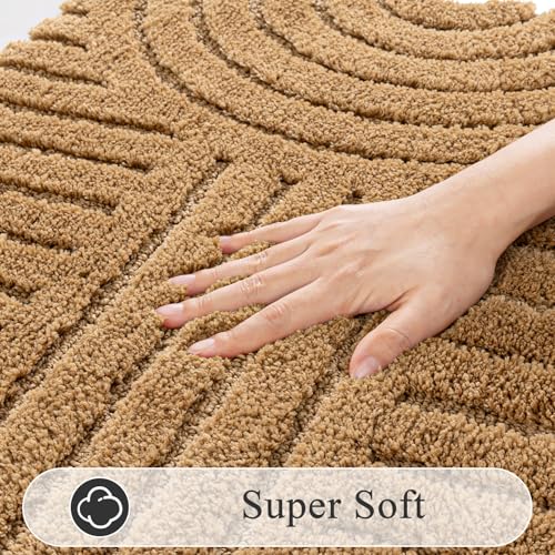 SHACOS Bathroom Rugs Sets 5 Piece Ultra Soft Absorbent Microfiber | Bath Mat with Bath Runner, U Shape Contour Rug, Toilet Lid Cover, Non Slip Machine Washable Carpet for Bedroom, Mustard - color: Mustard