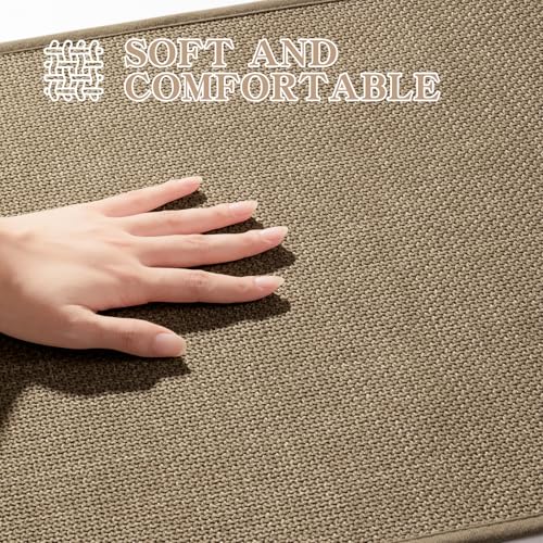 chakme Bathroom Rugs Mat 59x25, Ultra Thin Non Slip Bath Mat Large Quick Dry Absorbent Bath Mat for Bathroom Floor, (Dark Beige, 59"x25") - color: Dark Beige, size: 2' x 4'11" (Rectangular)