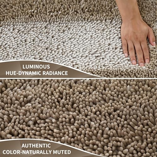 Yimobra Chenille Bathroom Rugs Non Slip, Extra Thick Soft Absorbent Bath Rug, Machine Washable Quick Dry Bath Mat for Bathroom Floor, Tub and Shower, Home Decor Accessories, 24x17, Camel - color: Camel, size: 24" X 17"