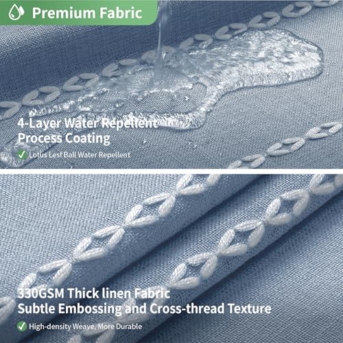 eachope Boho Farmhouse No Hook Shower Curtain Set with Snap-in Fabric Liner,Heavy-Duty Linen Textured Rustic Striped Design,Water-Repellent with Tassels and Sheer Window,Blue,71x74 - color: Blue, size: 71"W x 74"L (Pack of 1)