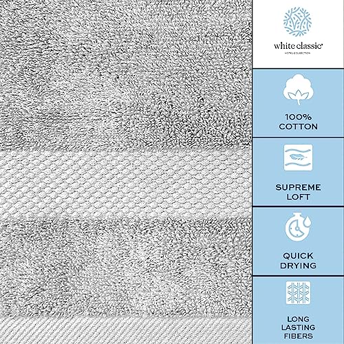 White Classic Luxury Bath Towels Set of 4 Large - 700 GSM Cotton Ultra Soft Bath Towels 27x54 | Highly Absorbent and Quick Dry | Hotel Towels for Bathroom Luxury, Plush Shower Towels, Silver - color: 06: Silver