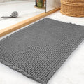 tchdio Waffle Bath Mat, Super Absorbent Non Slip Bath Mat Ultra Soft Bathmat Machine Washable Bath Rugs with Tassels, Beside Tub, 18" x 30" - color: Dark Grey, size: 18" x 30"