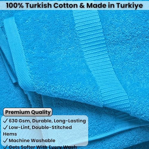 SALBAKOS 100% Turkish Cotton 6-Piece Towel Set | Heirloom Quality Hotel & Spa Collection | Soft, Super Absorbent 2 Washcloth, 2 Hand, 2 Bath Towel Sets | Made in Turkey (Aqua, 6 Piece Towel Set) - color: Aqua, size: 6 Piece Towel Set