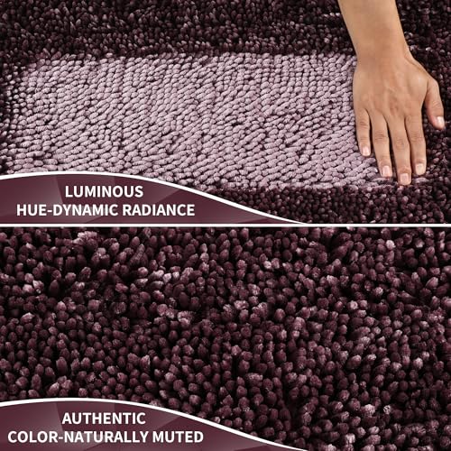 Yimobra Bathroom Rugs Sets 2 Piece, Soft Absorbent Bath Mat and U-Shaped Toilet Rug with Non Slip Backing, Luxury Shaggy Bath Mats for Bathroom, Machine Washable, 24"x17"+24"x20", Dark Purple - color: Dark Purple, size: 24x17 + 24x20 Inch