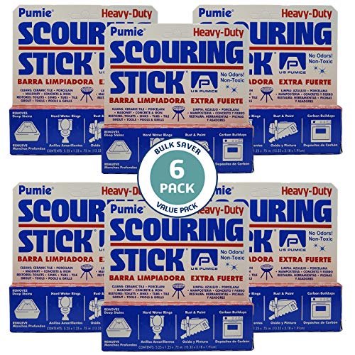 6-Pack PUMIE HDW Scouring Stick for Toilet Bowl Cleaning, Cleans Toilet Bowl Hard Water Rings, Buildups, Rust & Tough Stains, Perfect Pumice Stone for Cleaning Bathtub, Pools, Kitchens, Sinks & Grills - size: 6 Count (Pack of 1)