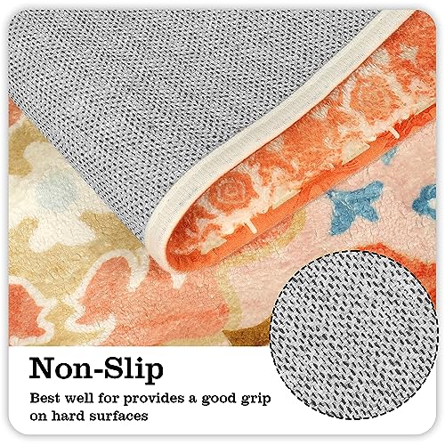 Uphome Boho Tribal Bathroom Rugs Orange Cute Floral Bath Mat Non-Slip Machine Washable Small Rug Soft Oriental Bath Mats for Bathroom Decor for Sink Shower Doormat Tub, 18x25 inch - color: Orange, size: 18x25 inch