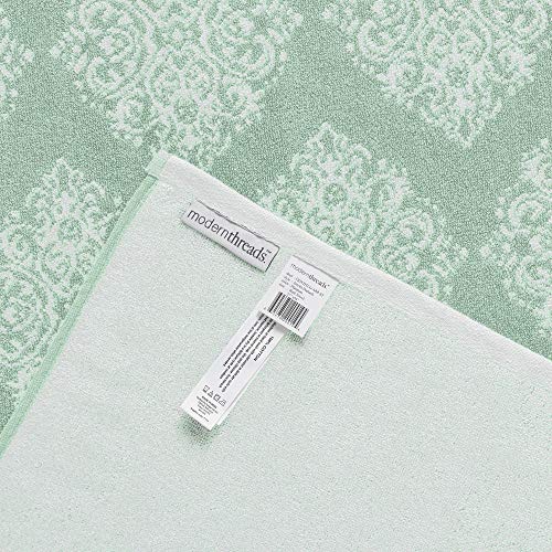 Modern Threads 6 Piece Reversible Yarn Dyed Jacquard Towel Set Artesia Damask Sage - color: Sage