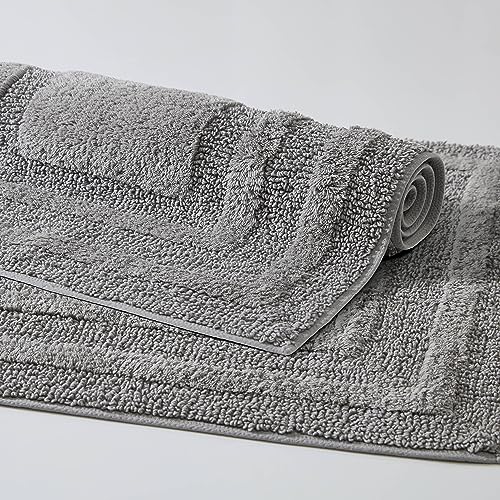 Eddie Bauer - Bathroom Rug, 100% Soft Plush Tufted Cotton Bath Rug, Highly Absorbent, Quick-Dry, and Skid-Resistant Backing (Logan Chrome Grey, 24" x 40") - color: Chrome Grey, style: 24" x 40"
