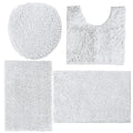 LuxUrux Bathroom Rugs Sets 4 Piece - Non-Slip Shaggy Chenille Mat Set - Includes U-Shaped Contour Toilet Mat, Lid Cover, 20x30'' and 16x24'' Bath Mat - White - color: White, size: 4 Piece Set
