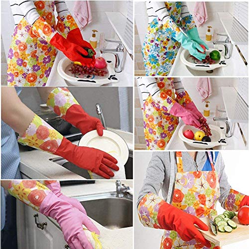 Dishwashing Rubber Gloves 3 Pairs, Aixingyun Non-Slip Household Laundry Kitchen Cleaning Gloves, Reusable PU Waterproof Latex Gloves Gift for Mom (Large, 3 Pairs)