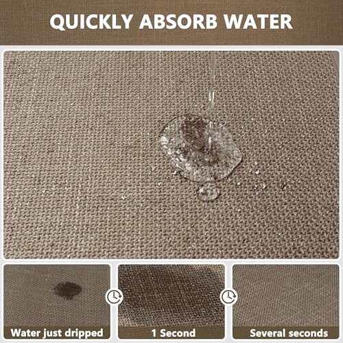 Ultra Thin Bathroom Rugs Non Slip Bath Mat 17" x 32", Bathroom Mat Quick Dry Machine Washable Rugs Perfect for Shower, Camel - color: Dark Beige, size: Medium(17"x32")