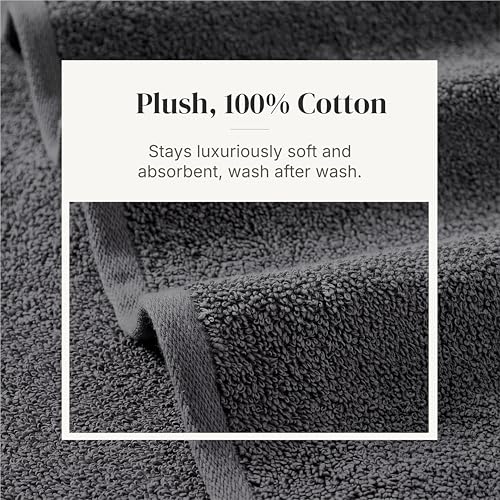 Modern Threads Pax 6-Piece Reversible Yarn Dyed Jacquard Towel Set - Bath Towels, Hand Towels, & Washcloths - Super Absorbent & Quick Dry - 100% Combed Cotton, Coal - color: Grey, style: Wide Stripe