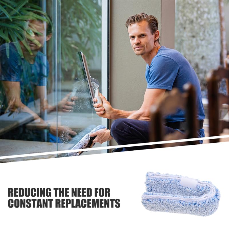 Ipetboom Replacement Window Scrubber Pads 4 Pack Reusable Microfiber Window Cleaner Refills for Bathroom Mirrors Tabletops Glass Cleaning 14.17 X 2.75 X 1.57 in