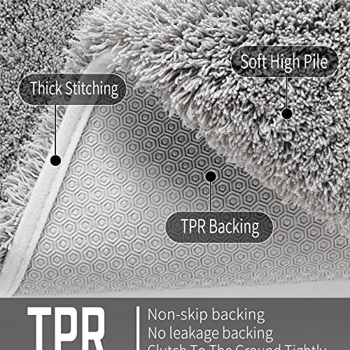 Yimobra U Shaped Toilet Bath Rug, Fluffy Plush, Super Shaggy Soft Non Slip, Water Absorbent Microfiber Bath Mat, Dries Quickly, Machine Washable Thick Bathroom Rugs, 20"x 24", Pure Gray - color: Pure Gray, size: 20" X 24" Contour Rug