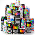Tiamon 500 Pack 2 oz Paper Cups, Mini Mouthwash Disposable Bathroom Small Paper Drinking Espresso Cups for Home Office Travel Picnic Party Supplies(Artist Paint) - style: Artist Paint
