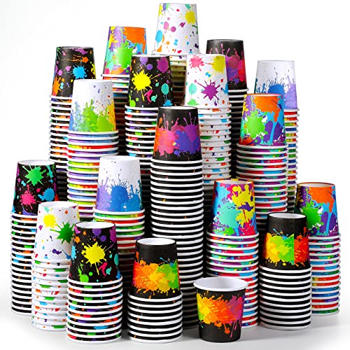 Tiamon 500 Pack 2 oz Paper Cups, Mini Mouthwash Disposable Bathroom Small Paper Drinking Espresso Cups for Home Office Travel Picnic Party Supplies(Artist Paint) - style: Artist Paint