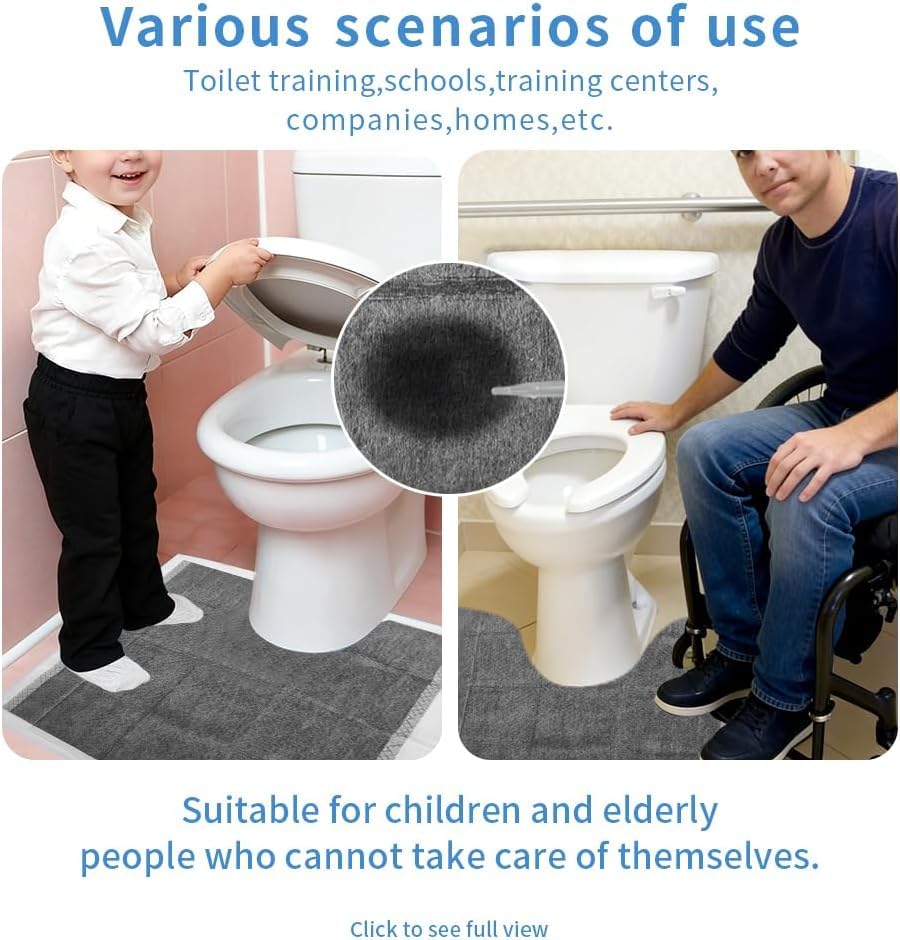 30 Pack Disposable Toilet Mats, Containing Bamboo Charcoal Material，23.6" x 23.6" Absorbent Toilet Floor Protector from Urine Disposable Toilet Floor Mat U-Shape